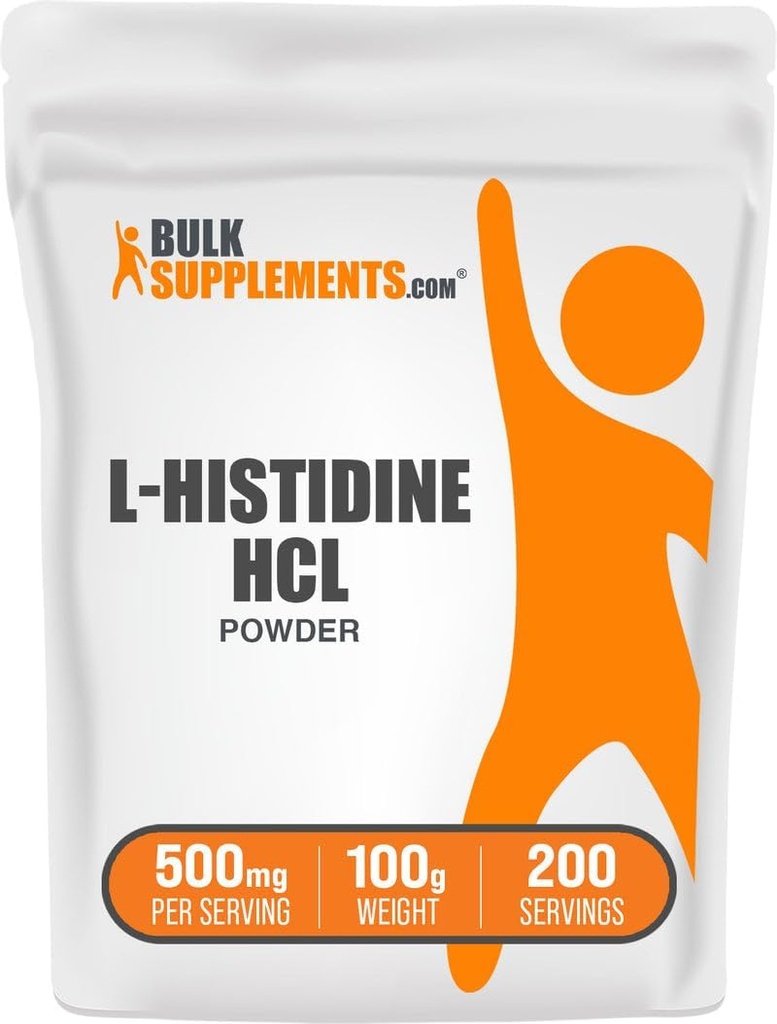 BulkSupplements.com L-Histidine HCl Powder - L-Histidine Supplement - Essential Amino Acid, Gluten Free, 500mg ανά Σερβίρισμα, 100g (3.5 oz) (Pack of 1)