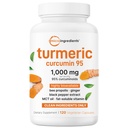 Micro Ingredients Pure Turmeric Curcumin Supplement 1,000mg – 95% Curcuminoids with Black Pepper & Ginger – High Absorption for Joint & Antioxidant Support* – Filler Free, 120 Veggie Capsules