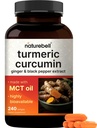 Turmeric Curcumin Supplement with Black Pepper & Ginger | 95% Curcuminoids | 240 Softgels with MCT Oil for Better Absorption (120 Day Supply)