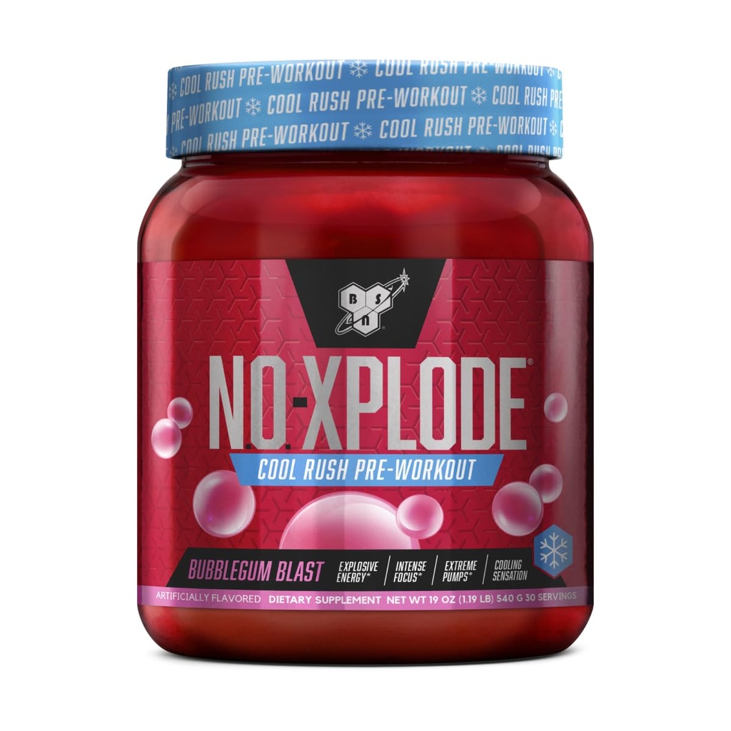 BSN N.O.-XPLODE Cool Rush Pre Workout Powder, Preworkout Energy Supplement για άνδρες και γυναίκες με Creatine και Beta-Alanine, Νέα Γεύση: Bubblegum Blast, 30 εξυπηρετήσεις