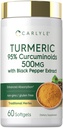 Carlyle Turmeric Curcumin Supplement 500mg | 60 Softgels | with Black Pepper Extract | 95% Curcuminoids | Non-GMO, Gluten Free