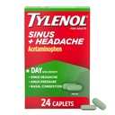 Tylenol Sinus + Headache Daytime Non-Drowsy Relief Caplets, Acetaminophen 325mg, Phenylephrine HCI 5mg, Nasal Decongestant for Sinus Pain, Headache & Nasal Congestion Relief, Fever Reduction, 24 Count