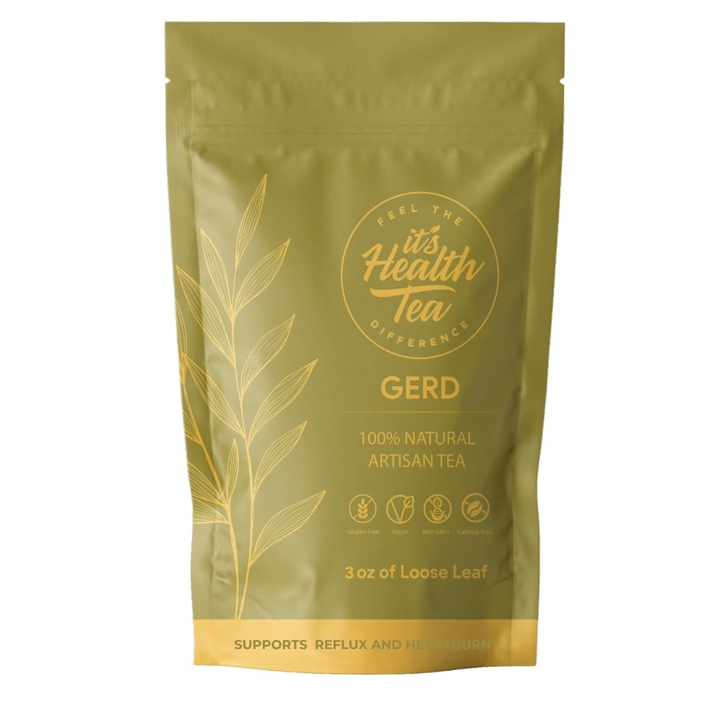 GERD Relief Herbal Tea: 8-Digestive Herb Blend, Natural Acid Reflux & Heartburn Aid, Pre/Post Meal Support, 3oz with 35 Bags