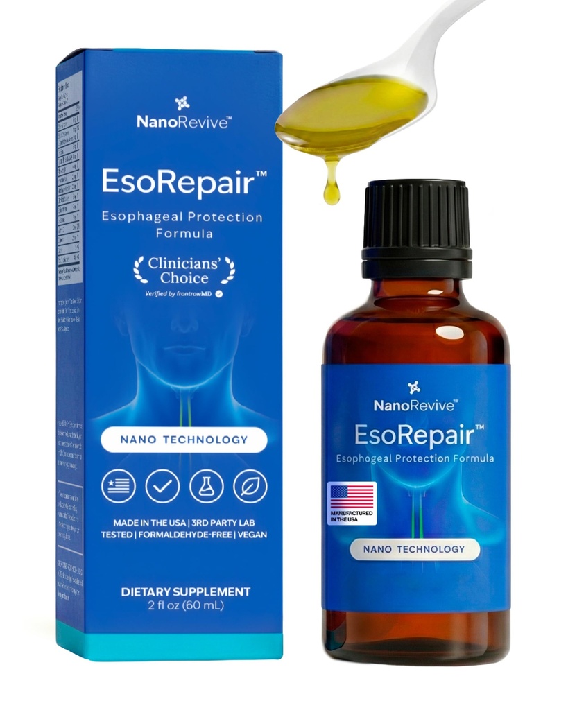 EsoRepair Nano Esophageal & Stomach Health Supplements for Men & Women - Digestive Comfort - Slippery Elm Bark, Zinc L-Carnosine & Aloe Vera Extract - Non-GMO & Dairy Free
