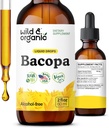 Wild & Organic Bacopa Tincture - Supports Calm, Focus, Clarity - Bacopa Monnieri Supplement Liquid - Alcohol-Free Drops with Brahmi Extract - Vegan, Sugar-Free - 2-Month Supply - 2 fl oz