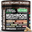 Organic Mushroom Supplement | Ashwagandha Lions Mane Cordyceps Turkey Tail Reishi Mushrooms Maca Root Black Hoof Chaga Tremella Agarikon Shiitake Oyster Powder Capsules Sporgenic By Clean Nutra (1)