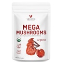 VELOTO Organic Mega Mushroom Powder Blend,10 in 1 Complex Mushroom Extract Powder Herbal Supplement with Reishi, Cordyceps, Chaga, Lion's Mane, Vegan & More, Sustainably US Grown, Filler Free, 10oz