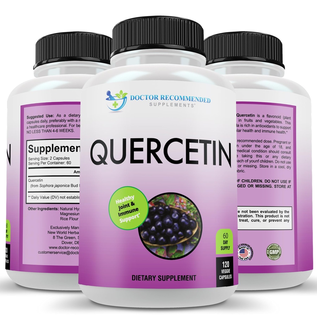 ΓΙΑΤΡΟΣ ΠΡΟΤΕΙΝΕΤΑΙ ΣΥΜΠΛΗΡΩΜΑΤΑ Quercetin 1000mg ανά Σερβίρισμα - 120 κάψουλες λαχανικών, συμπλήρωμα βιταμίνης, 60 ημέρες προσφοράς, (Vegan και μη ΓΤΟ)