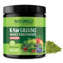 NATURELO Raw Greens Superfood Powder - Unsweetened - Boost Energy, Detox, Enhance Health - Organic Spirulina - Wheat Grass - Whole Food Nutrition from Fruits & Vegetables - 240 Grams