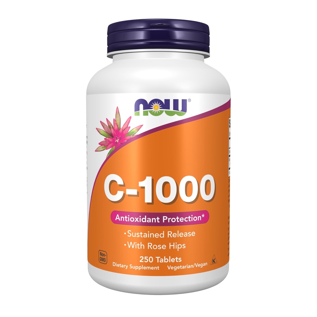 NOW Foods Supplements, Vitamin C-1,000 with Rose Hips, Sustained Release, Antioxidant Protection*, 250 Tablets