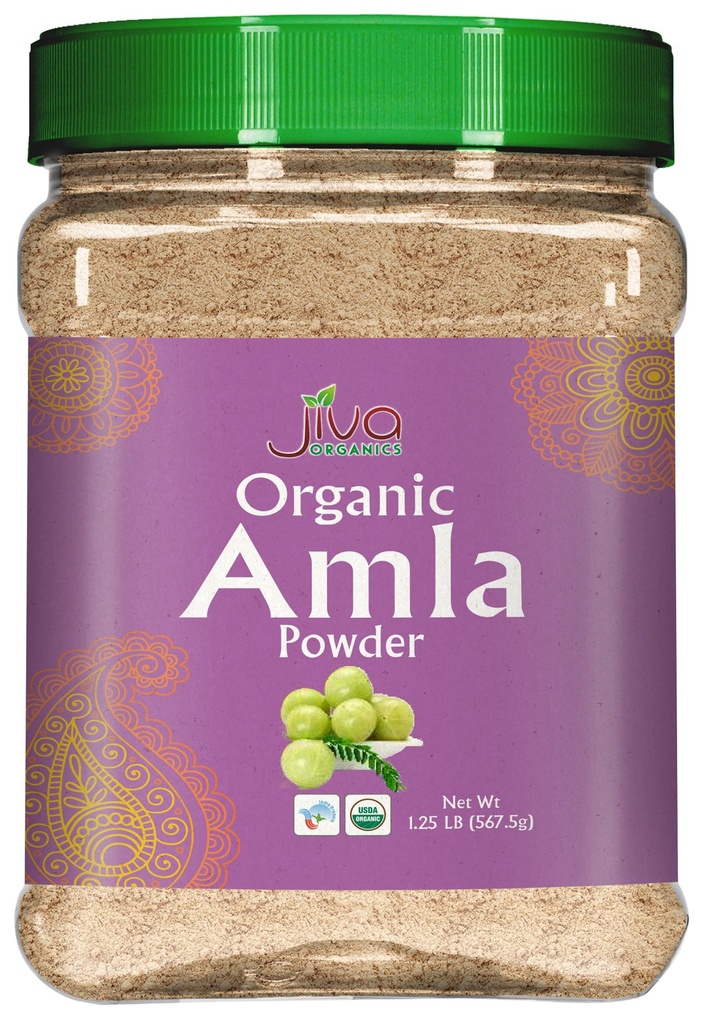 Organic Amla Powder 1.25 LB (20oz) - Pure, Lab Tested, Gluten Free, Non-GMO, Pure Amalaki Powder From India, Vitamin C, Bulk Bag, 100% Raw & Natural - by Jiva Organics
