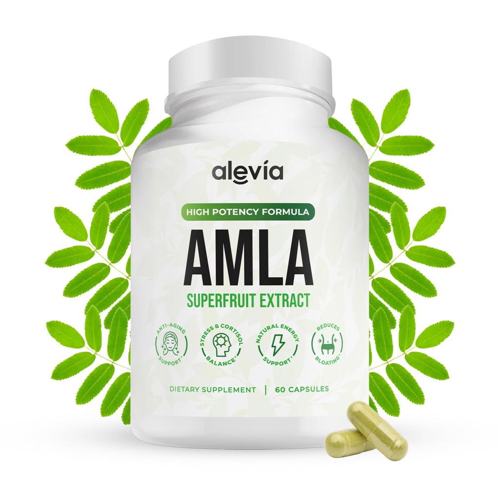 Alevia Organic Amla Capsules 1000mg – Indian Gooseberry Amla Fruit Supplement – Organic Amla Powder Organic for Antioxidant, Energy & Digestive Support – Ayurvedic Wellness Formula – 60 Capsules