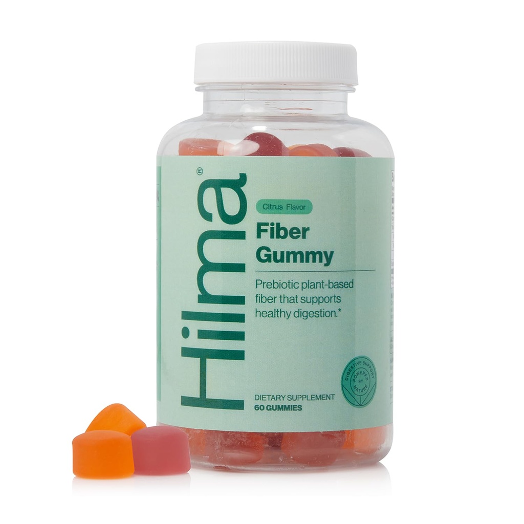 Hilma Prebiotic Fiber Gummies, Daily Fiber Supplement, Gummies for Adults, Supports Gut Health for Women and Promotes Regularity, Citrus Natural Flavor, FSA Eligible, 60 Count