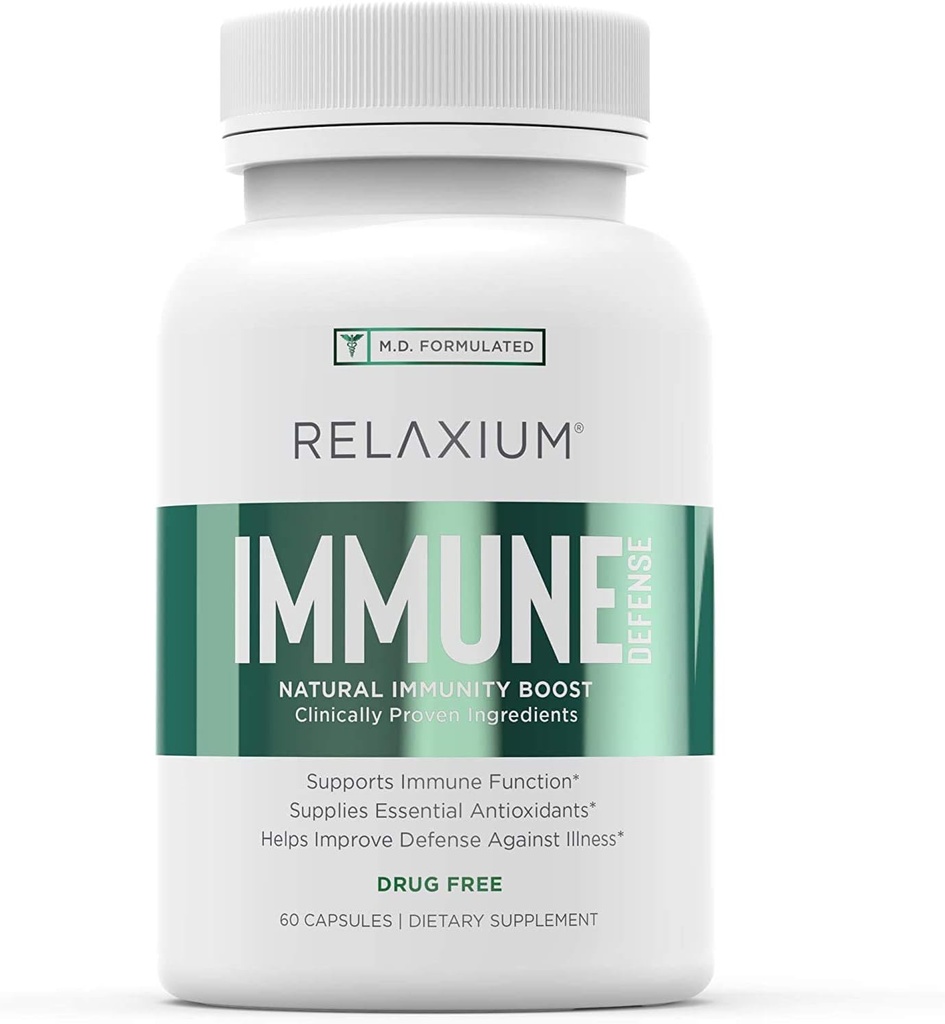 Relaxium Immune Defense, Powerful Immune Support Supplement, Immunity Booster to Strengthen Health with Elderberry, Garlic, Echinacea, Vitamin C & Zinc (60 Capsules, 30 Day Supply)