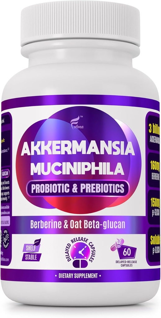 Καθυστερημένη κυκλοφορία Akkermansia GLP-1 Probiotic με Berberine και Soluble Beta-Glucan Prebiotic Fiber; 3 δισεκατομμύρια AFU, 60 κάψουλες (2 Μήνες Προσφορά) για την υποστήριξη της υγείας των ούρων