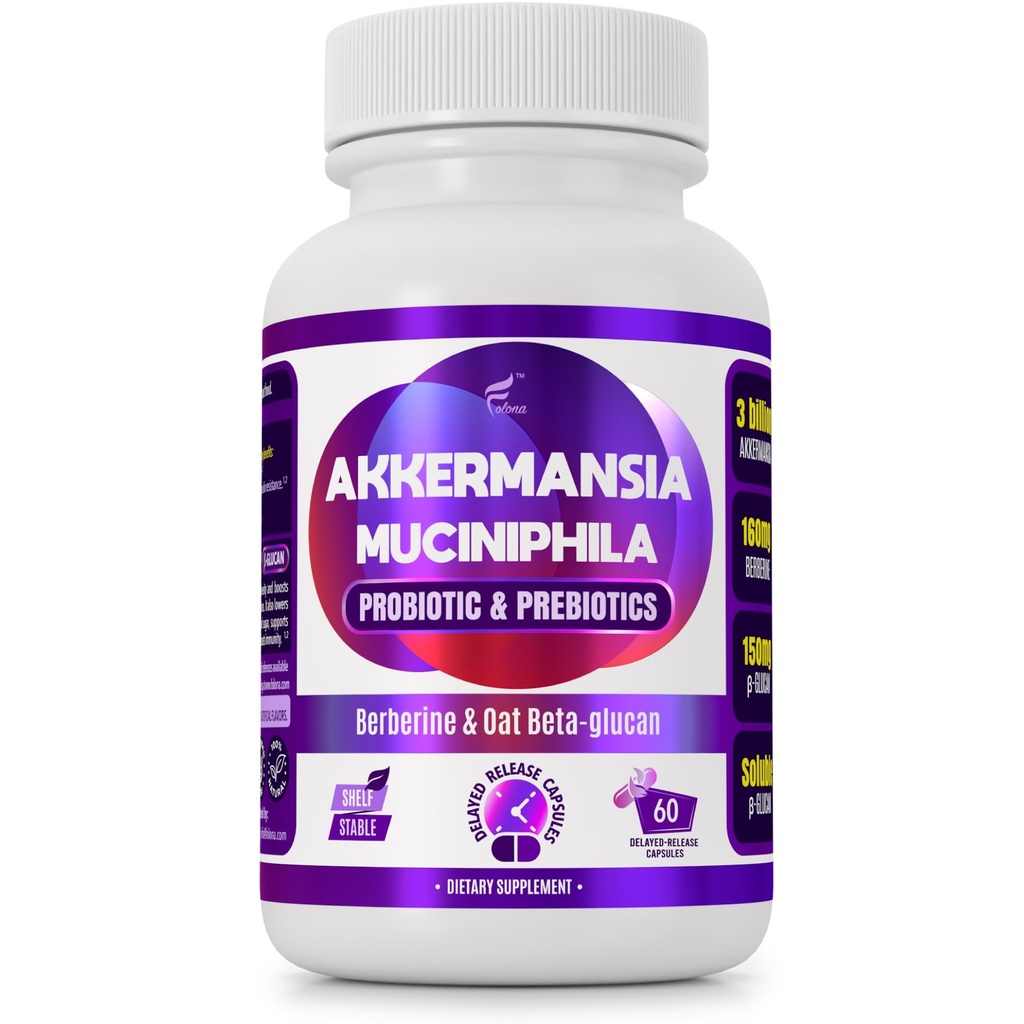 Καθυστερημένη κυκλοφορία Akkermansia GLP-1 Probiotic με Berberine και Soluble Beta-Glucan Prebiotic Fiber; 3 δισεκατομμύρια AFU, 60 κάψουλες (2 Μήνες Προσφορά) για την υποστήριξη της υγείας των ούρων