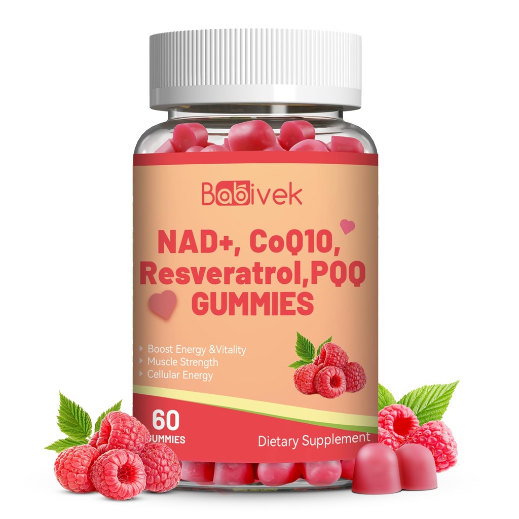NAD+, CoQ10, Resveratrol,PQQ Gummies for Overall Health 60ct