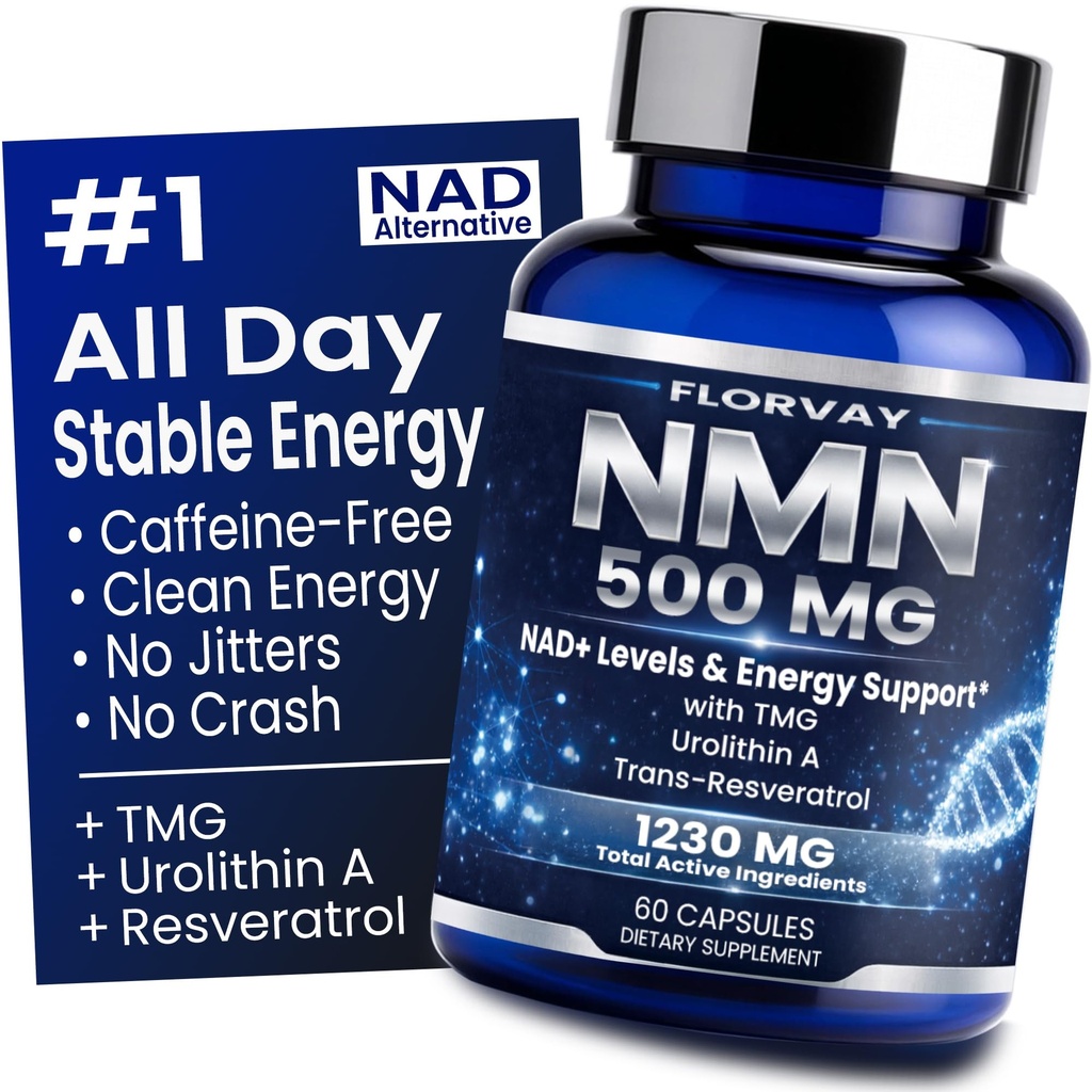 Clean Stable Energy NMN Supplement – No Crash or Jitters NAD+ Complex with Resveratrol, TMG & Urolithin A – Non-Stimulant Daily Energy Support for Women & Men – 60 Capsules