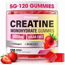 Creatine Monohydrate Gummies, 5g Creatine Gummies for Women & Men.Προ προπόνησης & μυϊκής ανάπτυξης υποστήριξη, Περιέχει BCAA, κολλαγόνο, ζάχαρη-ελεύθερο, 120 Count