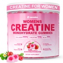 Creatine for Women, Creatine Monohydrate Gummies with Collagen, BCAA, L-Carnitine & Taurine, Strawberry Flavor, Energy Creatine Supplement for Muscle Strength, Energy Boost, Sugar Free, 120 Count