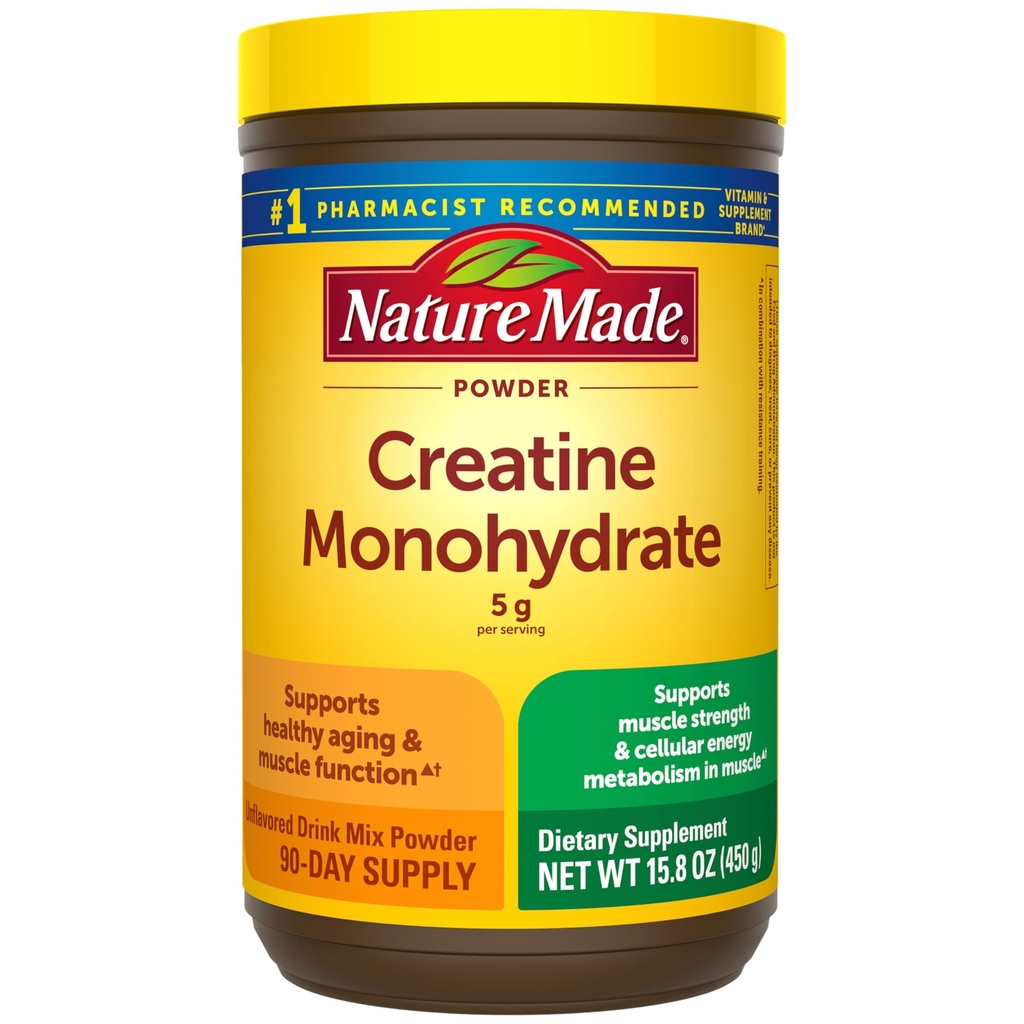 Φύση Made Micronized Creatine Monohydrate Powder 5 g per Serving, Unlavored Drink Mix Powder, Muscle Support, 450 g, 90 Day Supply