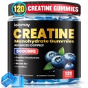 Creatine Gummies for Men & Women, 5-in-1 Complex with Taurine, L-Carnitine, Vitamin B12 & B6 Support Muscle, Recovery, 5g Creatine Monohydrate Gummies Post & Pre Workout Supplements, 120 Count