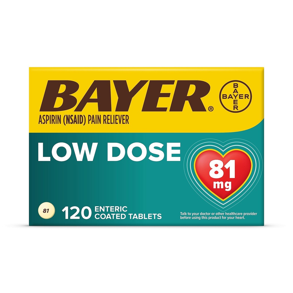 Bayer Aspirin Regimen, Εντερικά Επικαλυμμένα Δισκία 81mg, Πόνος Reliever/ Μειωτής Πυρετού, 120 Αριθμός