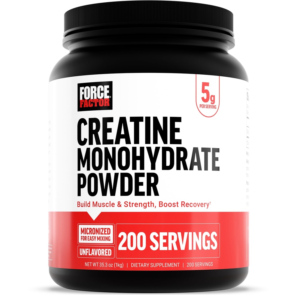 Power Factor Creatine Monohydrate Powder, 5g Micronized Dose to Support Muscle Growth, Strength, Recovery, Γνωστική Υγεία & Μνήμη, Άγευστη, 200 Services