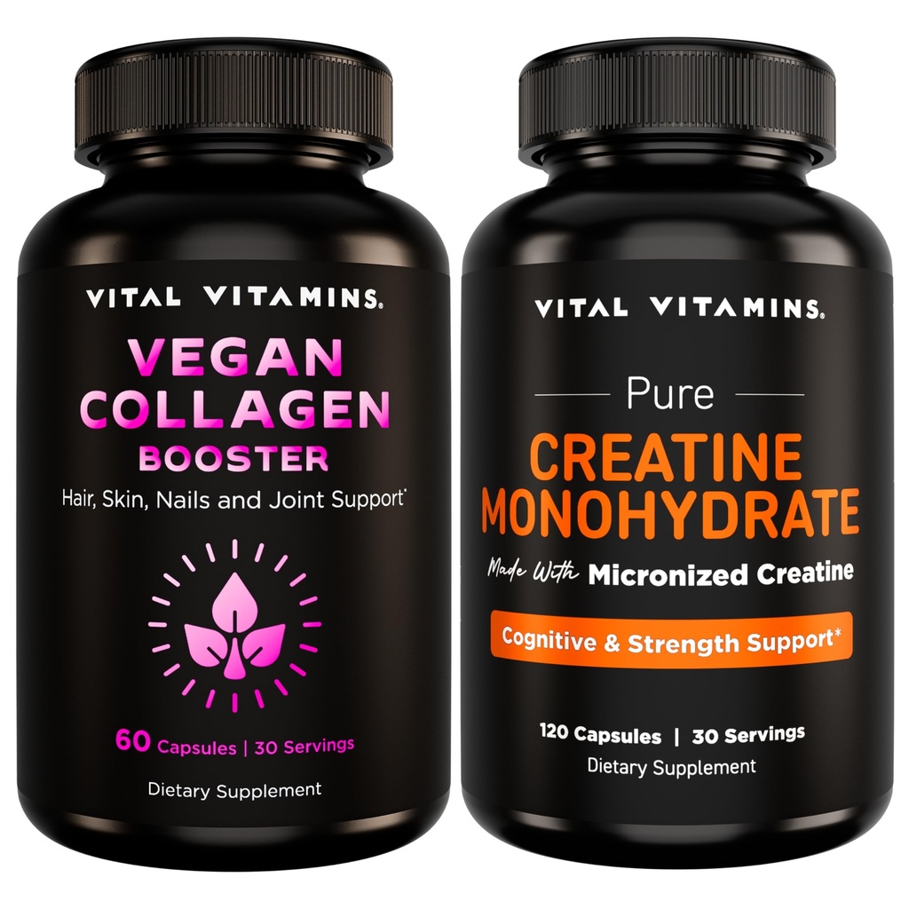 Vital Vitamins Vegan Collagen Booster 60 ct + Creatine Capsules 120 ct