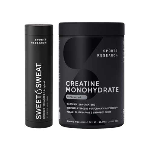 Sports Research® Exercise Performance & Recovery Pack - Creatine Monohydrate (1.1lb) and Original Workout Enhancer Roll-On Gel Stick (6.4oz)