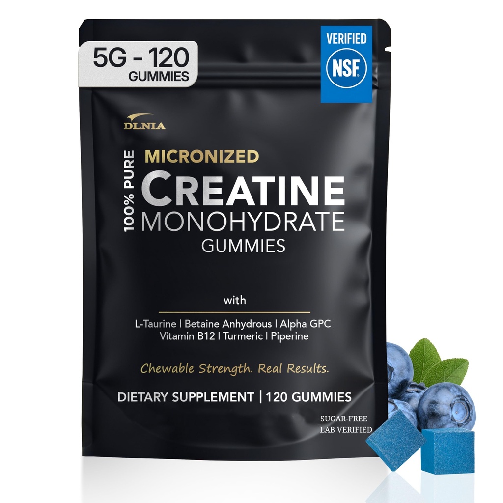 Creatine Monohydrate Gummies for Men & Women - Sugar Free & Vegan Advanced Formula W/L-Taurine + Vitamin B12 - for Muscle Strength, Muscles Builder, Recovery, Energy Boost, Pre-Workout Supplement