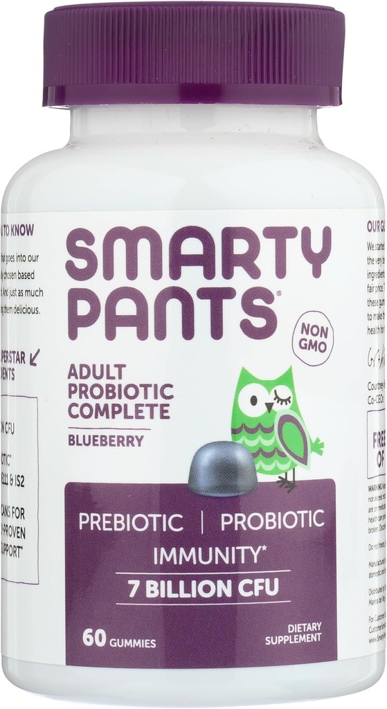 SmartyPants Ανδρική & Γυναικεία Προβιοτική Ανοσία Gummies: Πρεβιοτικά & Προβιοτικά για Digestive Υγεία & ανοσοποιητικό συμπλήρωμα υποστήριξης, Χωρίς γλουτένη, Vegan, Blueberry Flavor, 60 Count (30 Day Supply)