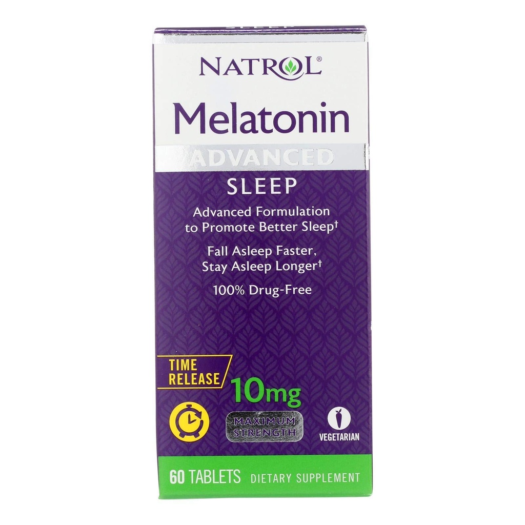 Natrol Advanced Sleep Melatonin Tablets, Maximum Strength 10 mg 60 ea (Pack of 11)