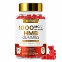 HMB Gummies for Women 1000mg HMB: 1500mg L-Leucine 500mg L-Glutamine Muscle & Bone Support with Calcium Sugar-Free Non-GMO Strawberry Flavor 60 Gummies