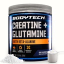 BodyTech Creatine + Glutamine with Beta Alanine Powder, Supports Training & Recovery, Pre Workout & Post Workout Supplement for Men & Women, Unflavored, Gluten Free, 10.8 Oz, 30 Servings
