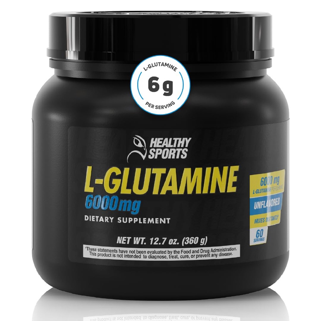 L-Glutamine Powder 6000mg – Post Workout Recovery Powder – L Glutamine Supplement for Gut Health & Body Health – Unflavored Glutamine Powder – 60 Servings