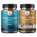 Bundle of Nootropic Brain Supplement for Mental Health & Clarity with VIT A, B6, Riboflavin, Niacin, Thiamin, Folate and Advanced Lion's Mane Mushroom Supplement - Brain Health Memory Support & Focus