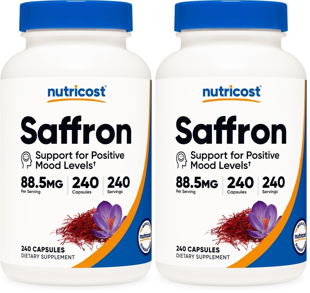 Nutricost Saffron Extract 88.5mg, 240 Capsules - Veggie Caps, Non-GMO, Gluten Free (Pack of 2)