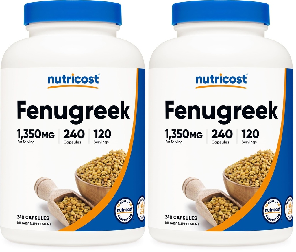 Nutricost Fenugreek Seed 1350mg, 240 Capsules - Gluten Free, Non-GMO, 675mg Per Capsule (Pack of 2)