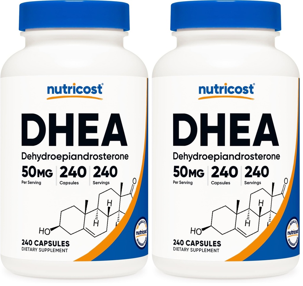 Nutricost DHEA 50mg, 240 Capsules - Gluten Free, Soy Free, Non-GMO, Supplement (Pack of 2)