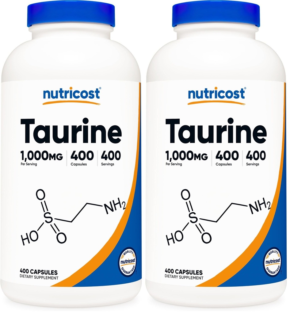 Nutricost Taurine 1000mg, 400 Capsules (Pack of 2)