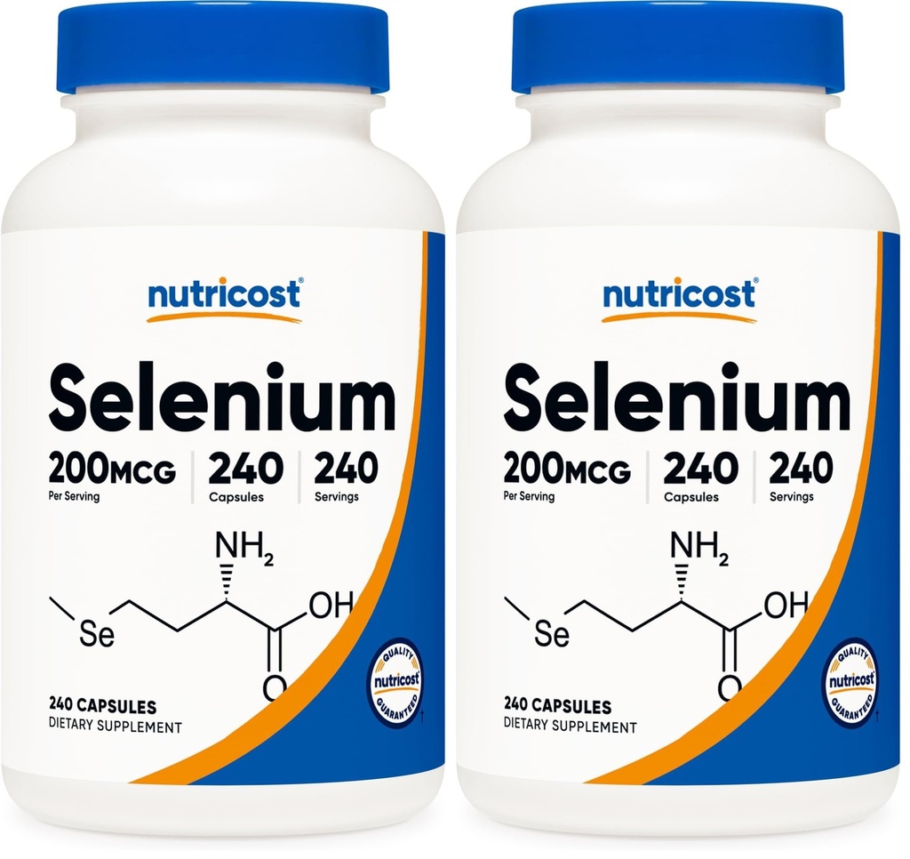 Nutricost Selenium 200mcg, 240 Vegetarian Capsules, Non-GMO, Gluten Free L-Selenomethionine (Pack of 2)