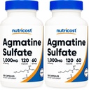 Nutricost Agmatine Sulfate 1000mg, 120 Capsules - Gluten Free, Non GMO, 500mg Per Capsule (Pack of 2)
