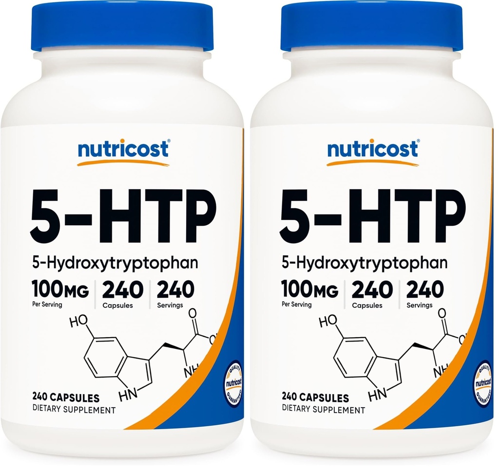 Nutricost 5-HTP 100mg, 240 Vegetarian Capsules (5-Hydroxytryptophan) - Non-GMO & Gluten Free (Pack of 2)