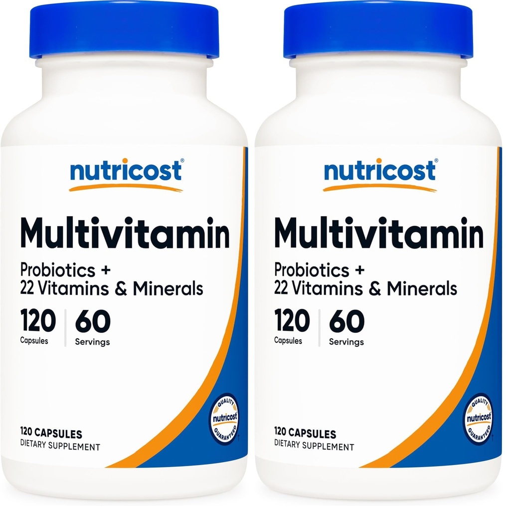 Nutricost Multivitamin with Probiotics 120 Vegetarian Capsules - Packed with Vitamins & Minerals (Pack of 2)
