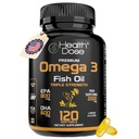 Υγεία Δόση Ωμέγα 3 ιχθυέλαιο 2000mg – Λεμόνι-Flavored Softgels με EPA 800mg & DHA 600mg για τον εγκέφαλο, την καρδιά, και την ευεξία Υποστήριξη – Εύκολη στη δυσπεψία, Δεν Ψάρια Ψάρια – 120 Softgels, 2-Month Supply