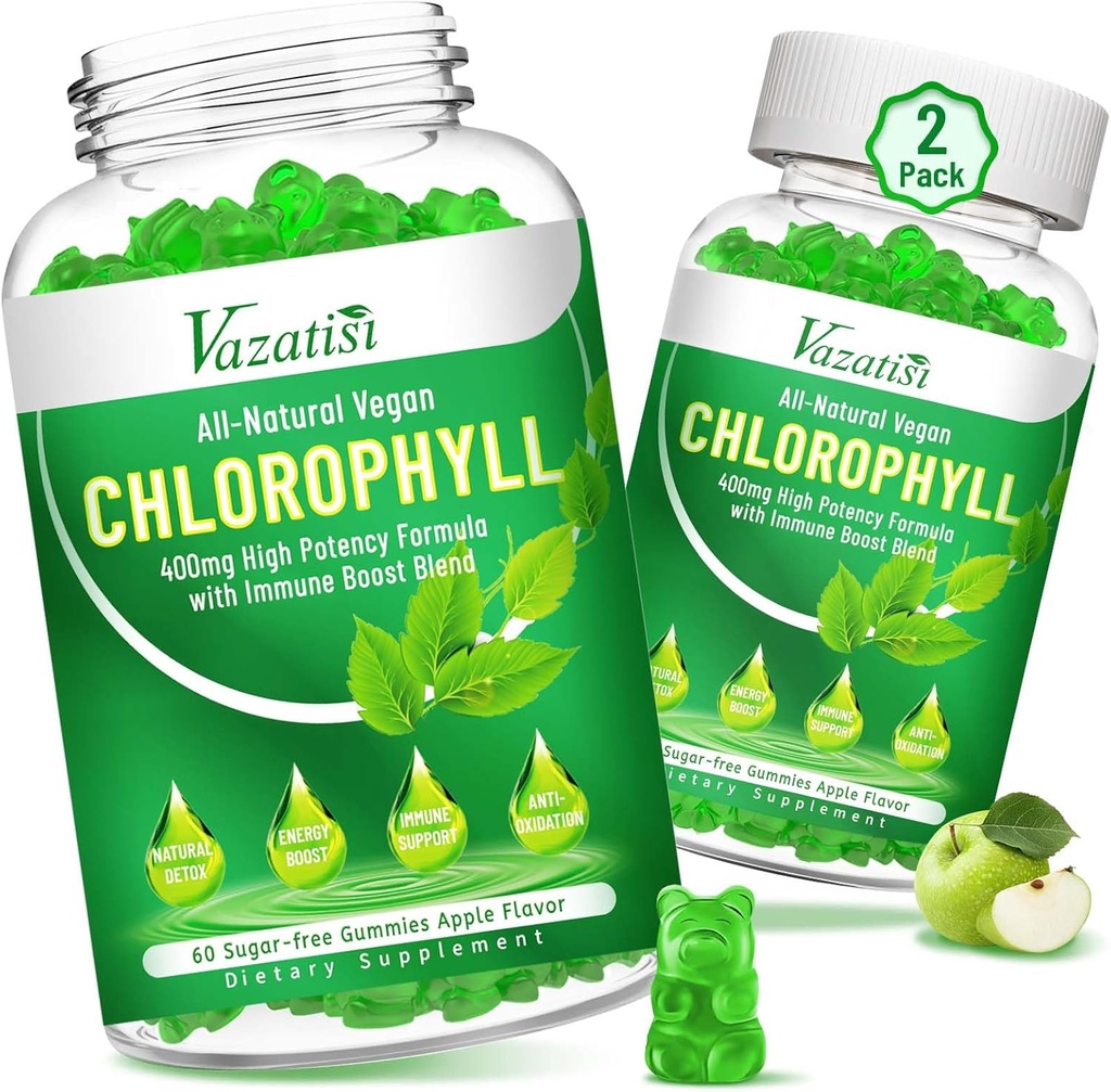Chlorophyl Gummies - Super Green 13 in 1 with Ashwagandha Vitamin C Zinc & Copper for Body Odor, Skin Energy Immune Support Αποσμητικό για γυναίκες - 120 Count