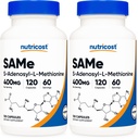 Nutricost SAM-e (S-Adenosyl-L-Methionine) 400mg Per Serving, 60 Servings, 200mg Per Capsule, 120 Capsules - Non-GMO, Gluten Free Same, Vegetarian (Pack of 2)