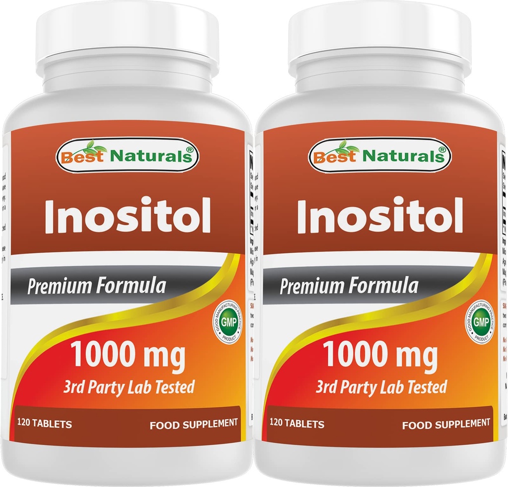Best Naturals Inositol 1000 mg 120 Tablets (120 Count (Pack of 1)) (120 Count (Pack of 2))