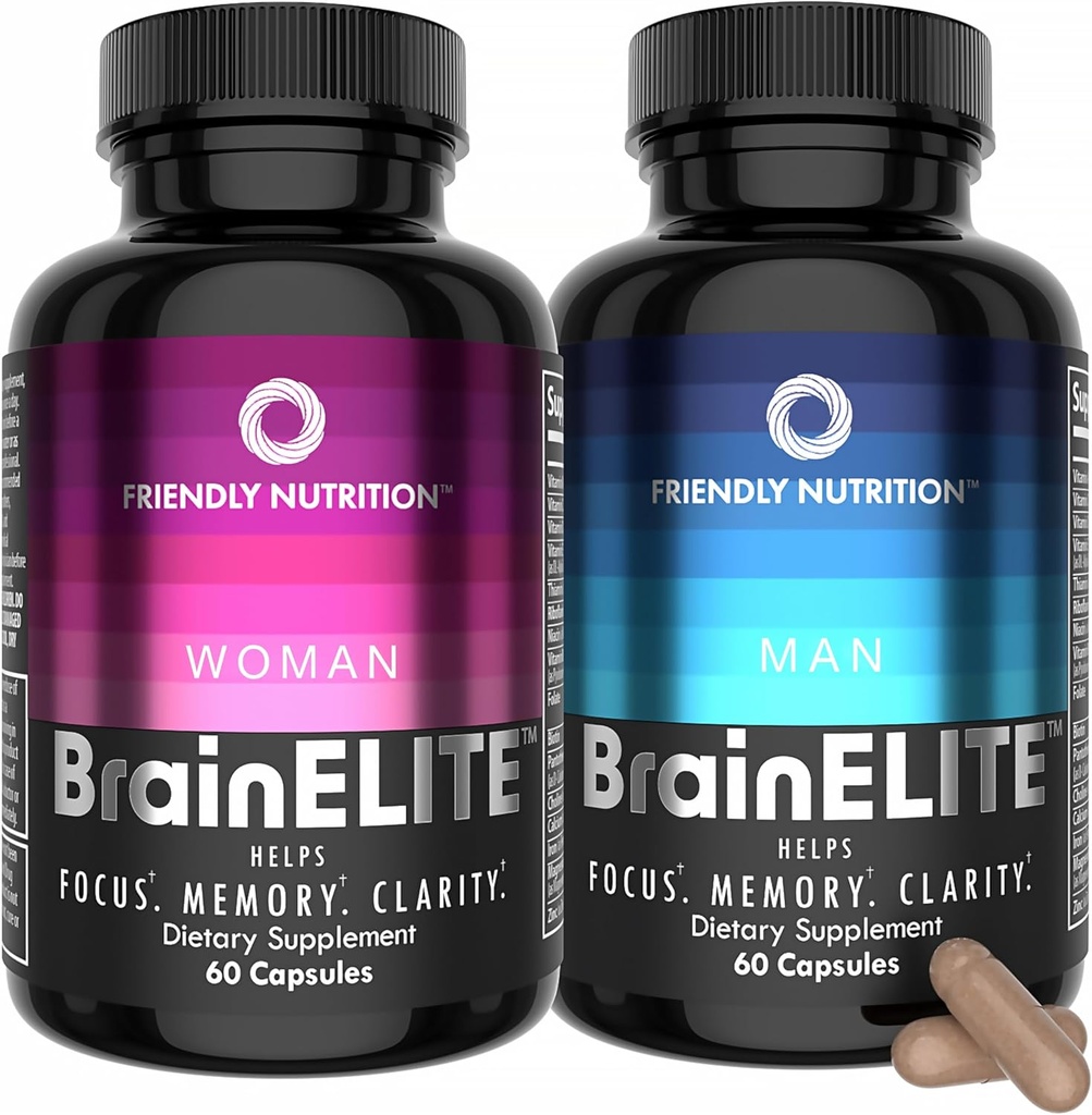 Nootropic Brain Συμπληρώματα μνήμης, εστίασης & σαφήνειας - Advanced Brain Booster Κάψουλες για άνδρες & γυναίκες με χολίνη, DMAE, Φωσφατιδυλσερίνη και Bacopa (60Ct 2pack)
